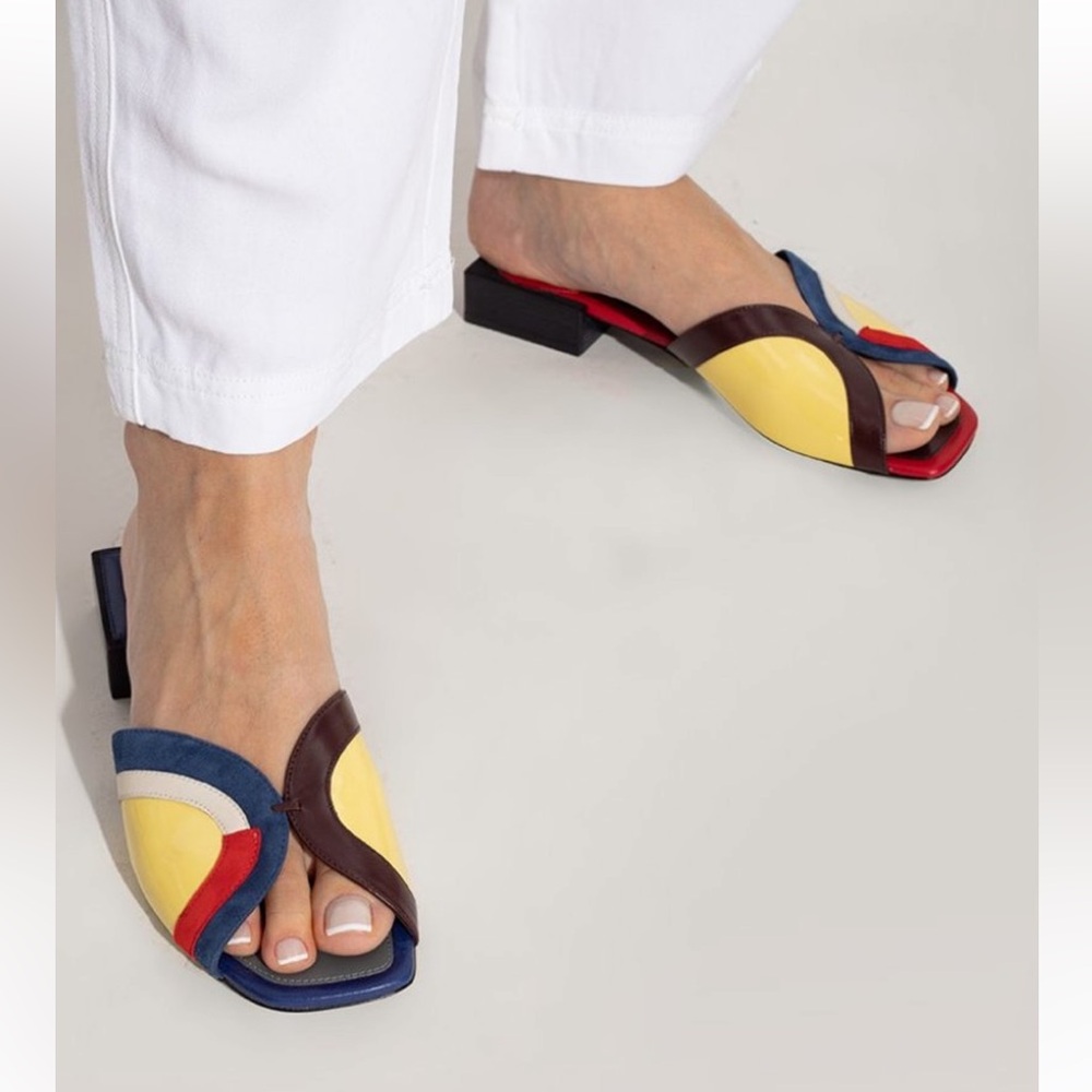 Tory Burch Colorblock Sandals in Red, Blue, Yellow, and Brown - Picture 2 of 7